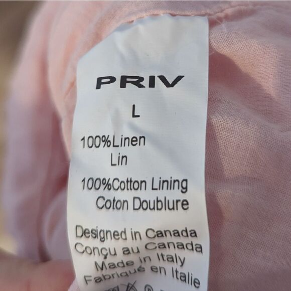 Jillian Harris X Priv 100% Linen Pink Peach Button Mini Dress - Picture 6 of 6